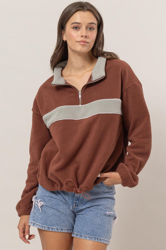 Bruna | Color block fleece half zip sweatshirt