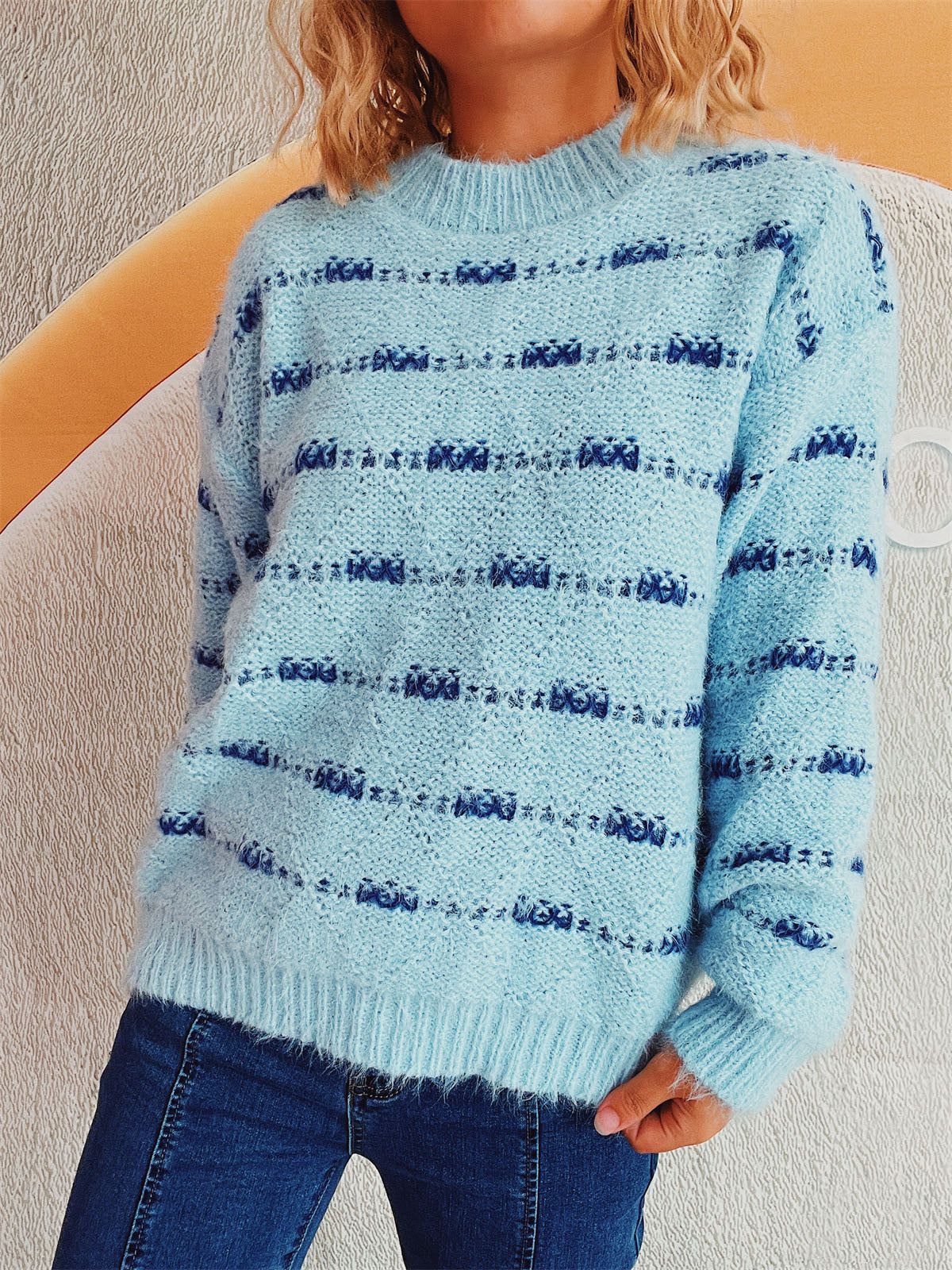 Ilse | Striped long-sleeved sweater with a crew neck