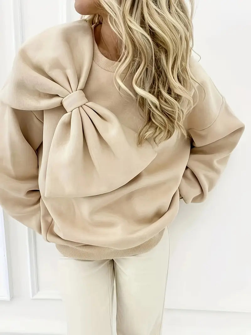 Nicole® | Oversized Cotton Sweater With Bow