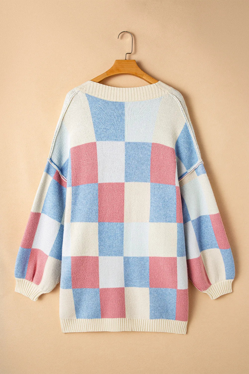 Lucie | Color block cardigan with open front and long sleeves