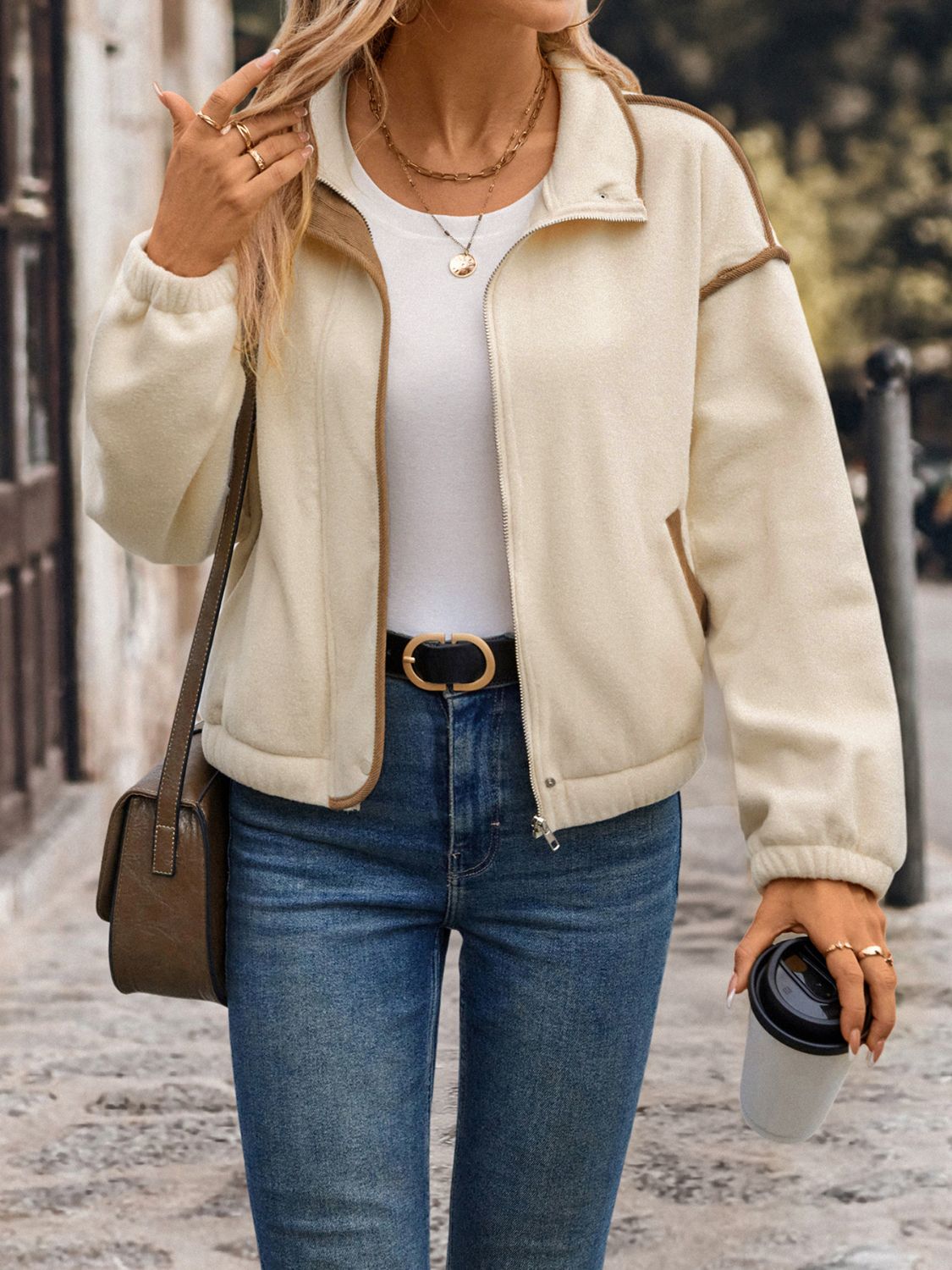 Paula | Perfee jacket in polar fleece with zip fastening and dropped shoulders
