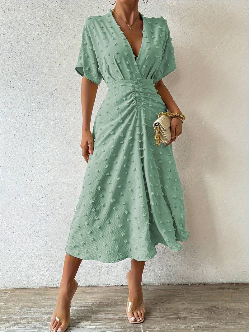 Heather® | Elegant Swiss Dot Ruffle Dress