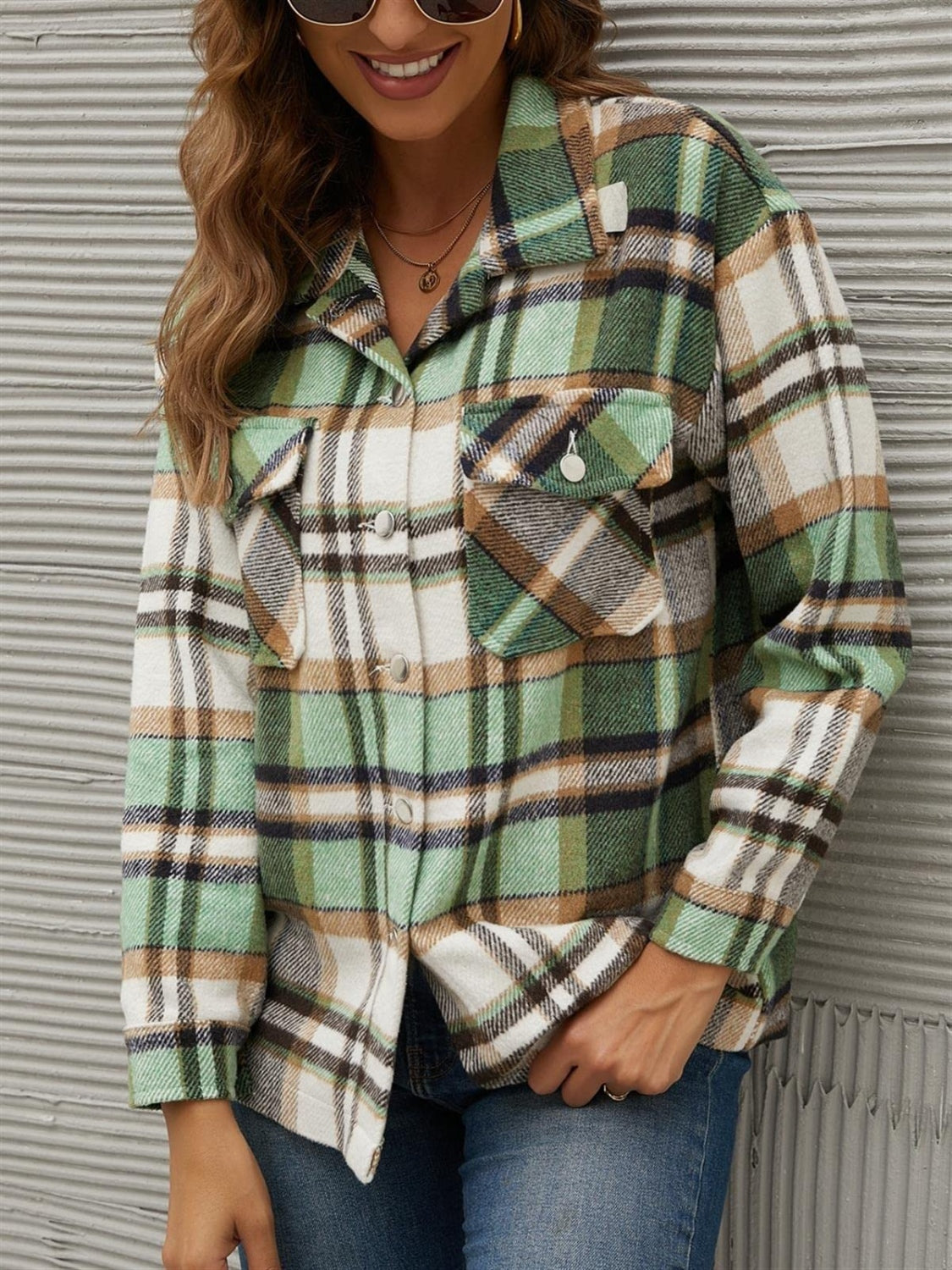 Dafne | Checked, long-sleeved jacket with a collar