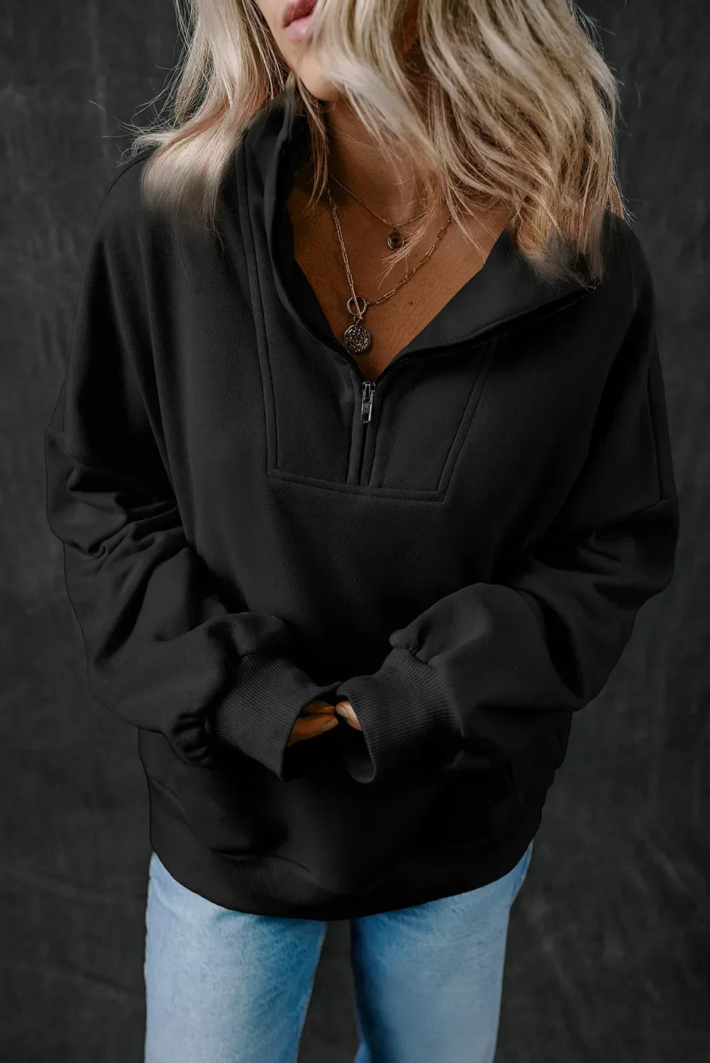 Adriana | Long sleeve half zip sweatshirt