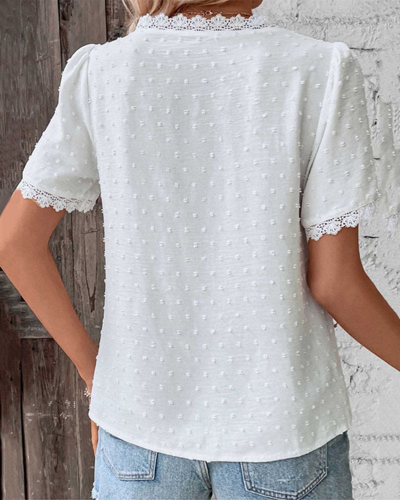 Alvina® | Women'S V-Neck Stylish Accent Blouse White