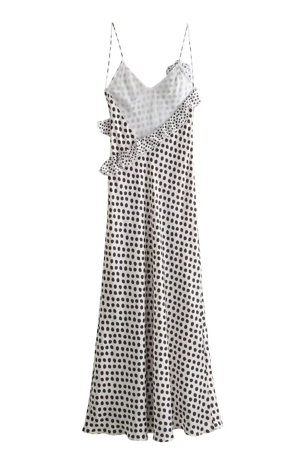 Julia® | Imaginative, Dotted, Ruffled Guipure Lace Strap Maxi Dress