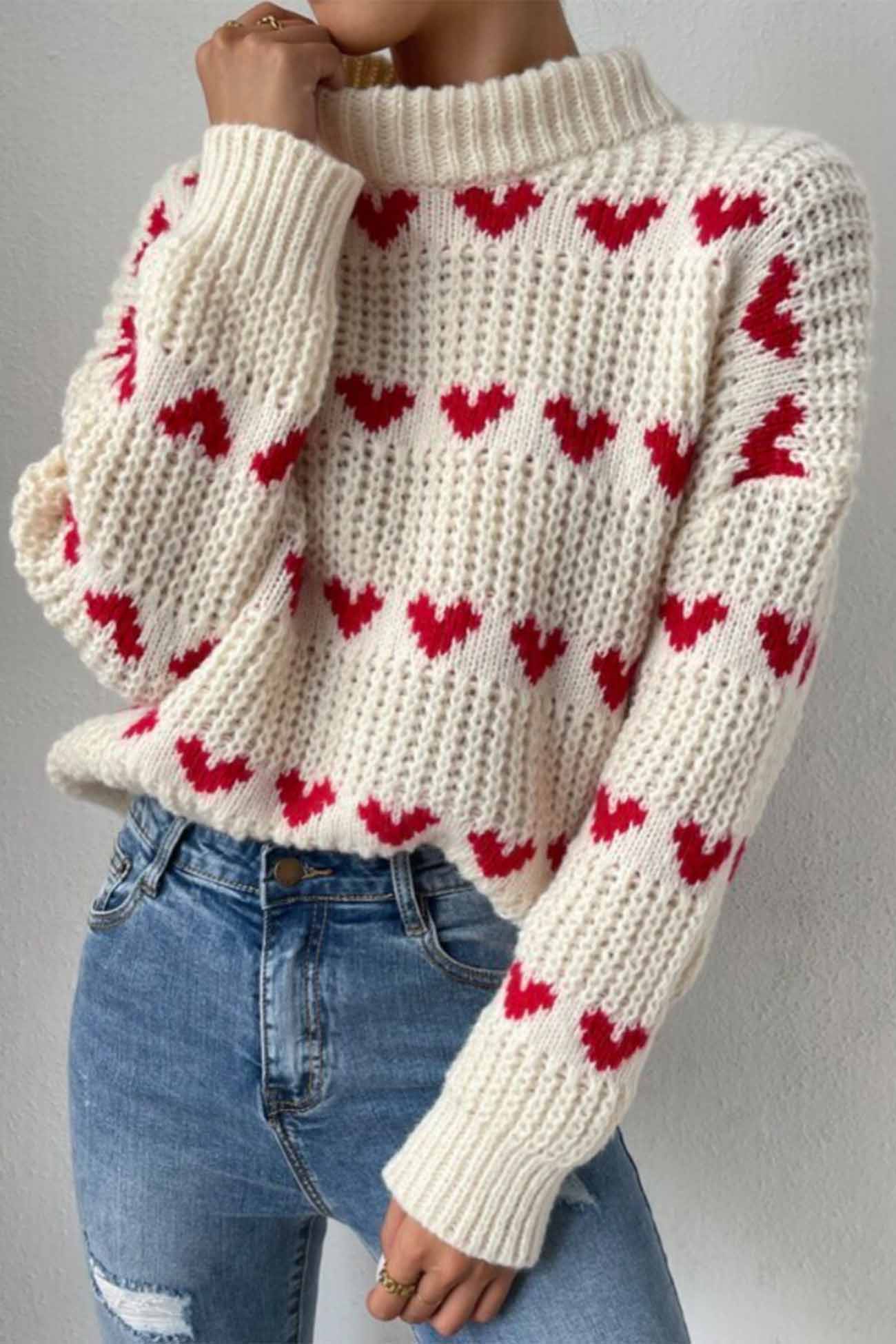 Heidi | Heart jacquard knit sweater