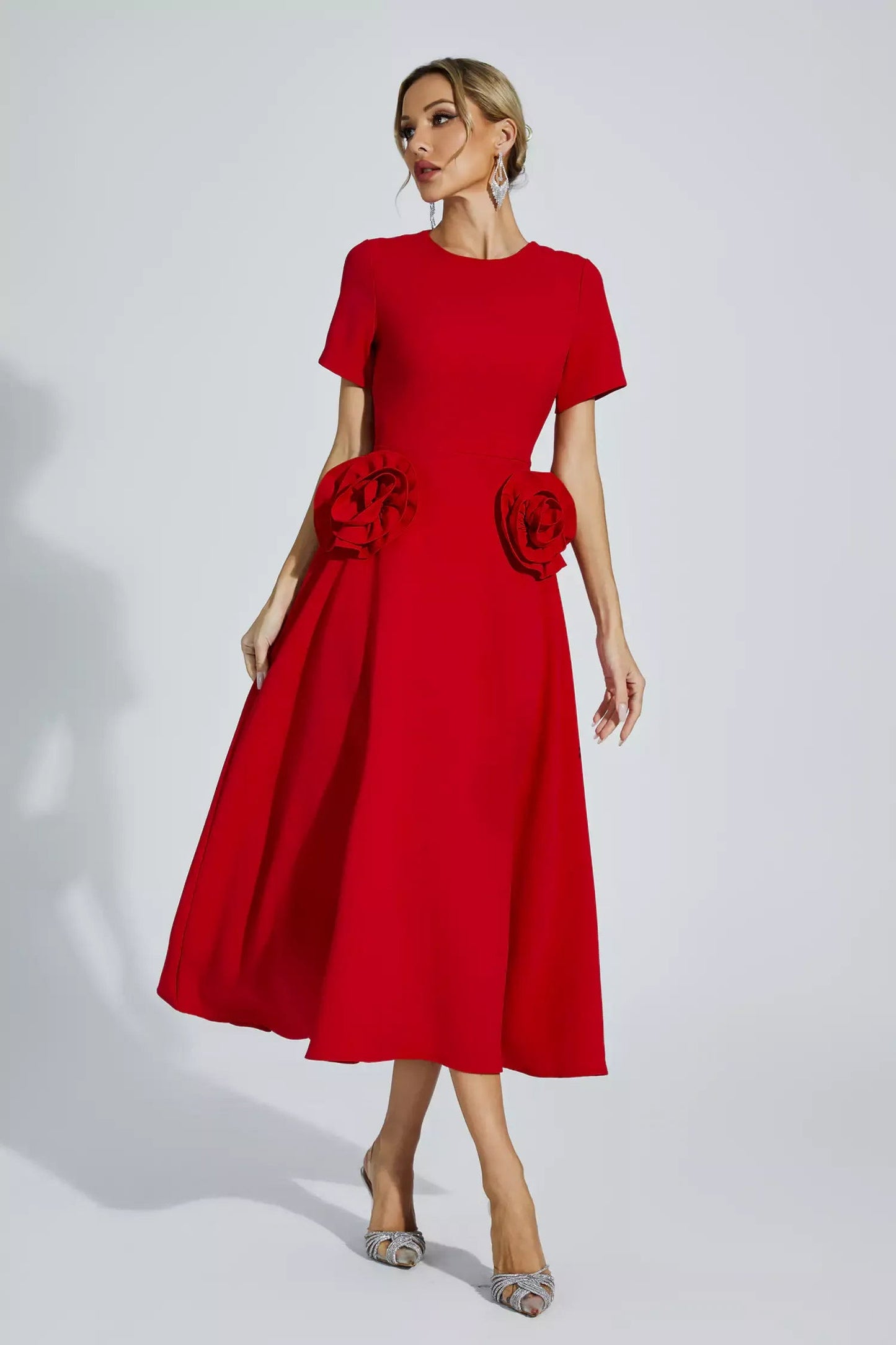 Sol® | Grace Short-Sleeved Midi Dress With Floral