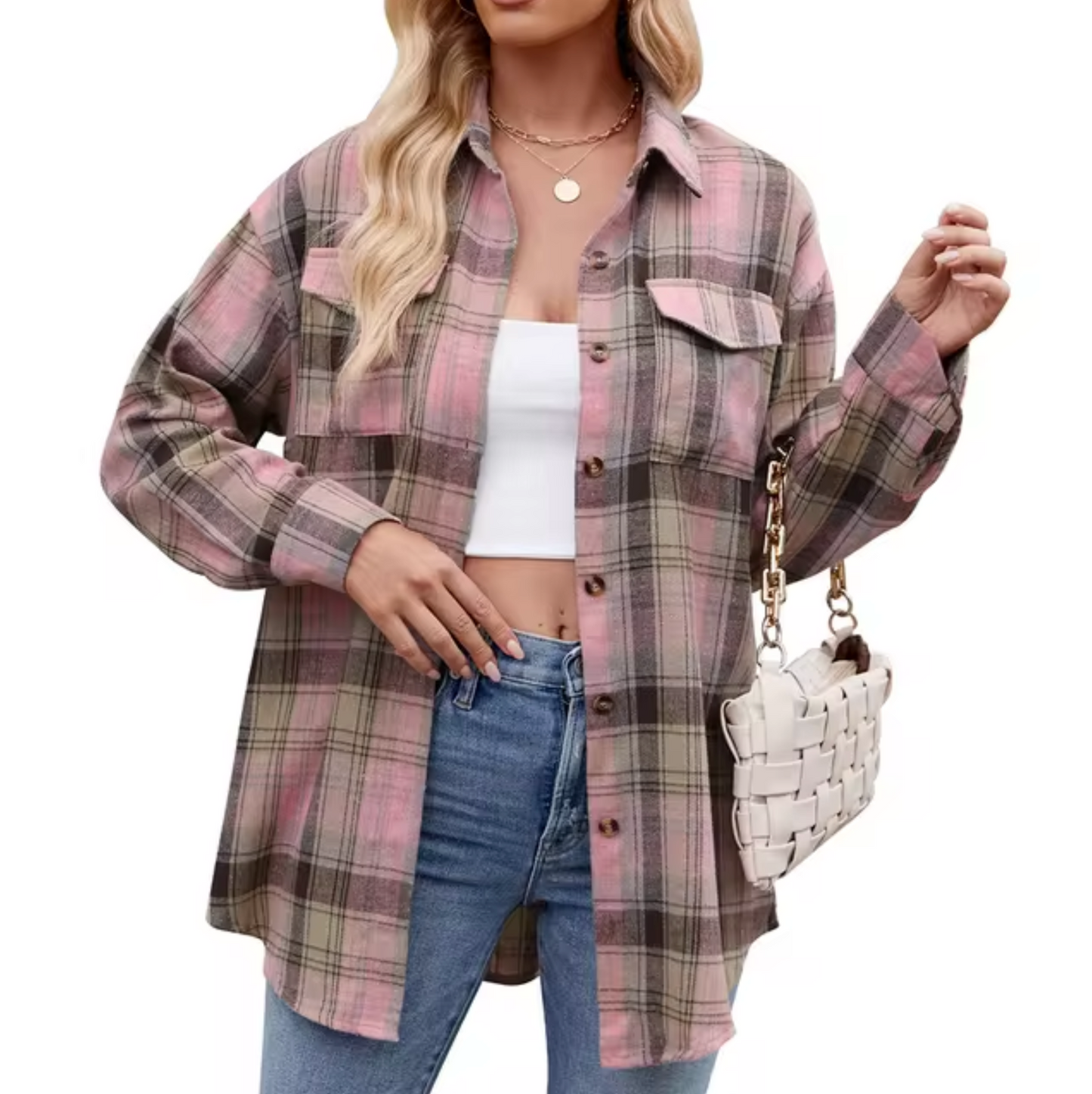 Ella® | Long Sleeve Checkered Shirt