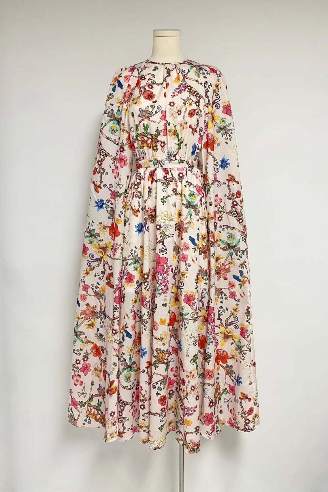 Gloria® | Round-Neck Cape-Sleeve Maxi Dress
