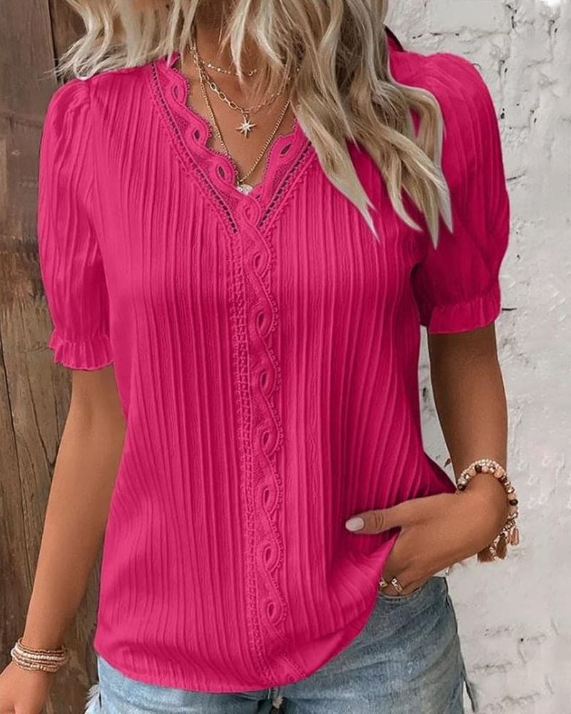 Marika® | Lace Blouse With V-Neck
