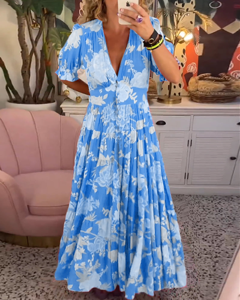 Tania® | Floral Dress A-Line Puff Sleeves