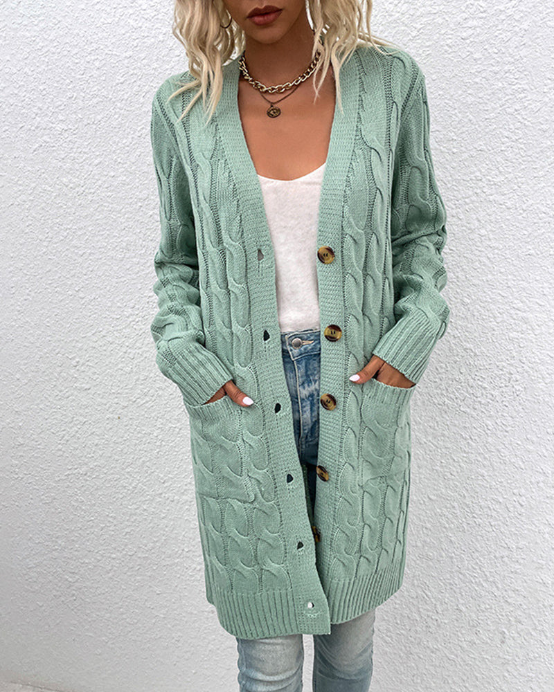 Anemone | Long sleeve cardigan in solid color