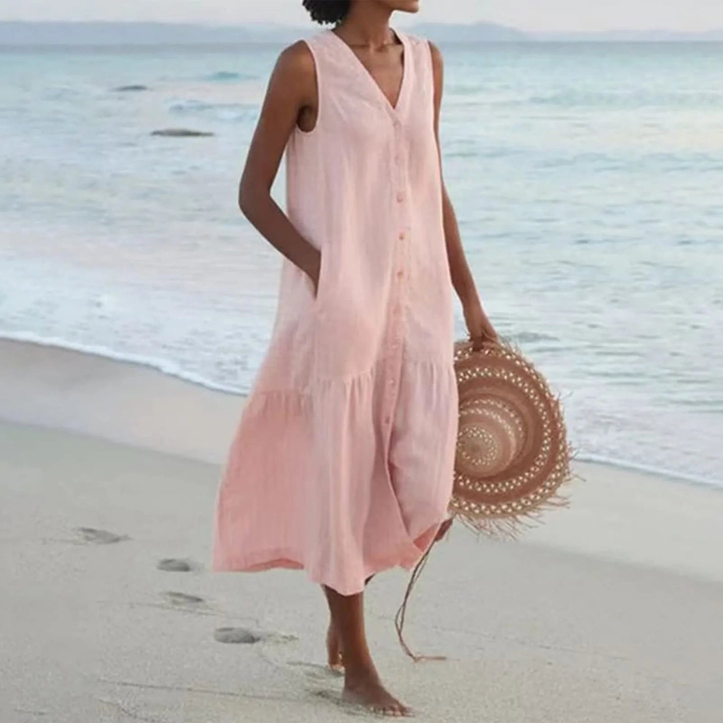 Samantha | Women Lena Summer V Neck Midi Dress