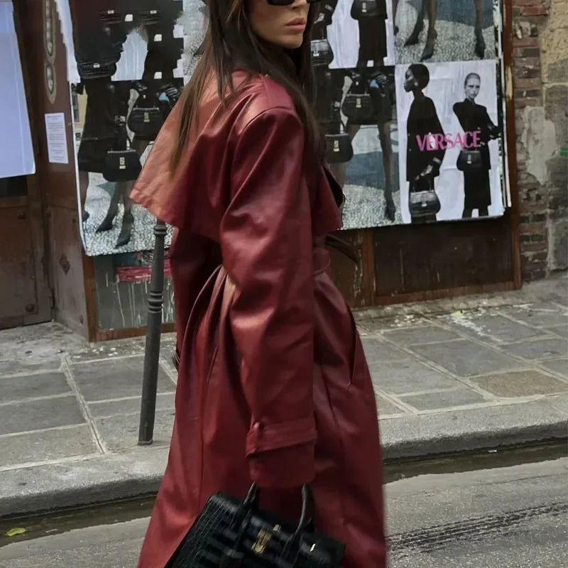 Julia® | 2025 Veste femme en simili cuir bordeaux