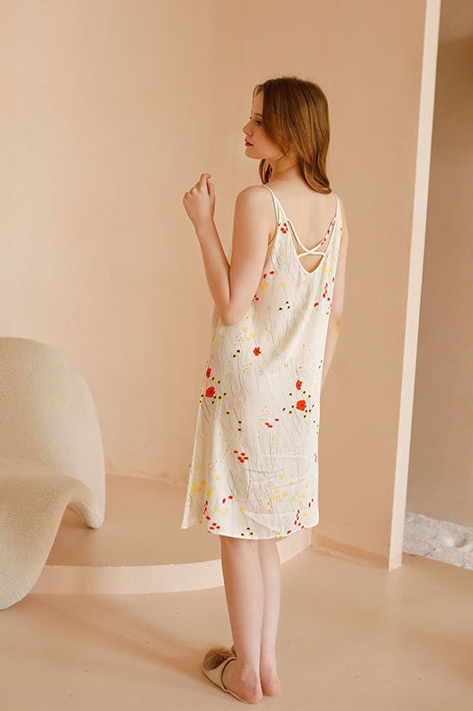 Nahir® | Printed Camisole Dress With Crossed Straps At The Back