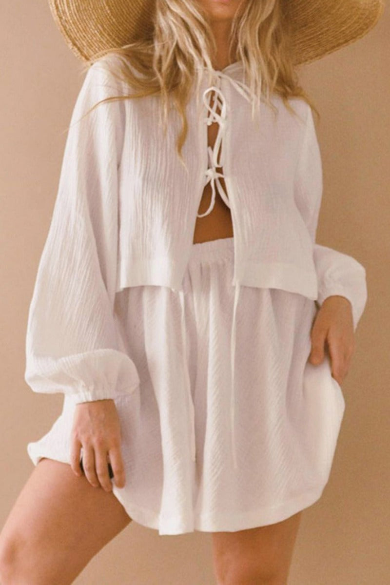 Yvonne® | Cotton Linen Suit With Tie