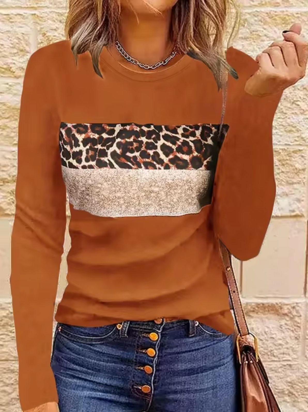 Rosario | Long sleeve leopard print t-shirt