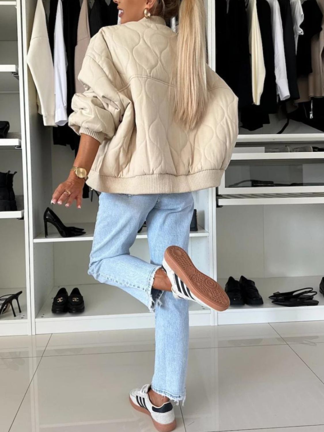 Juliana | Long-sleeved jacket with baseball collar and snap-down function