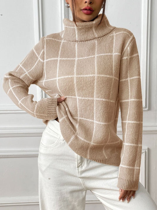 Marie | Checked turtleneck sweater with long sleeves