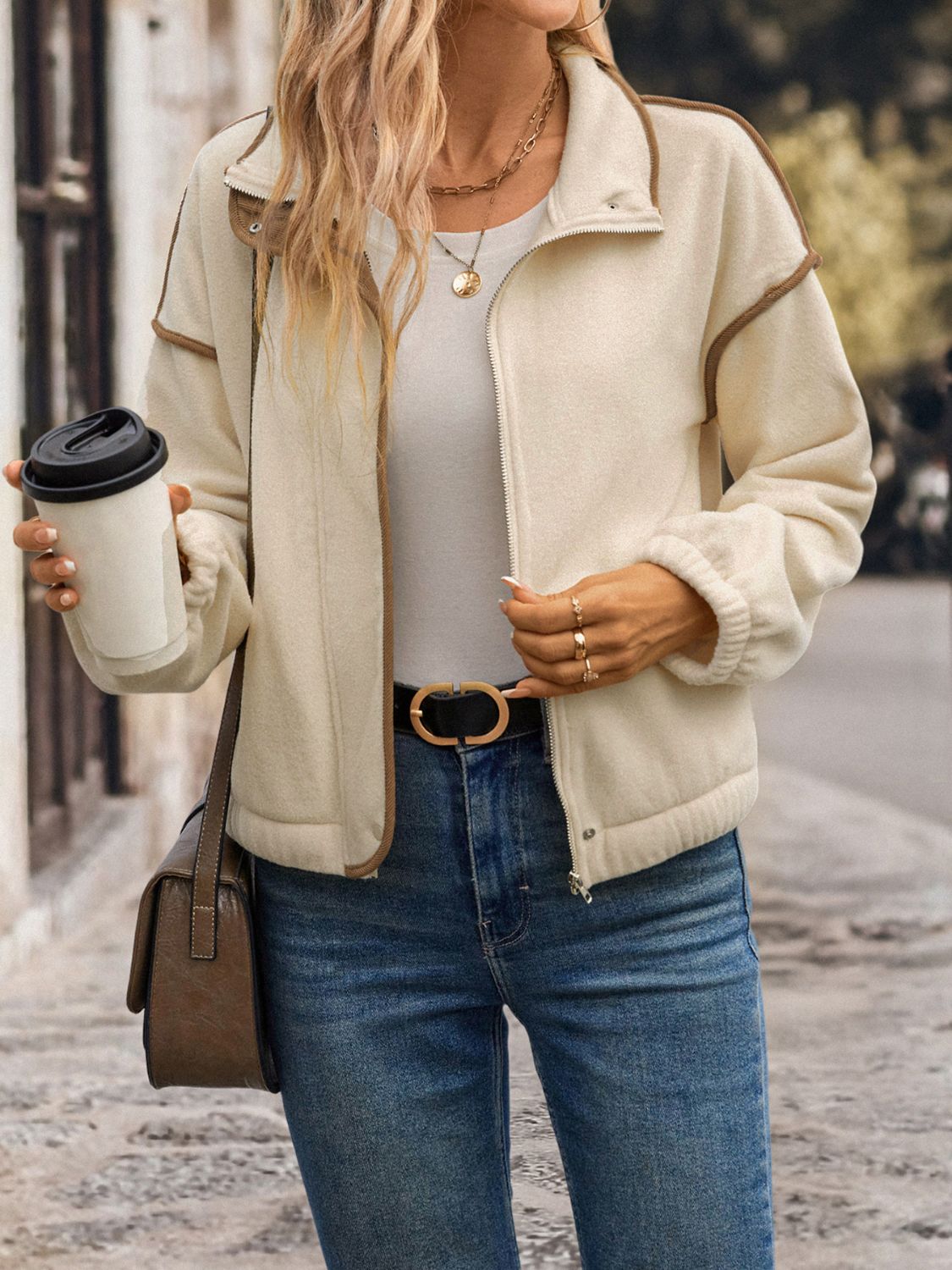 Paula | Perfee jacket in polar fleece with zip fastening and dropped shoulders
