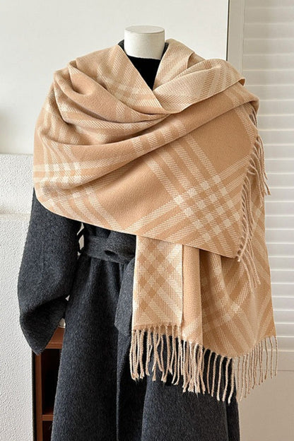 Double-Sided Plaid Festive Faux Cashmere Warm Scarf