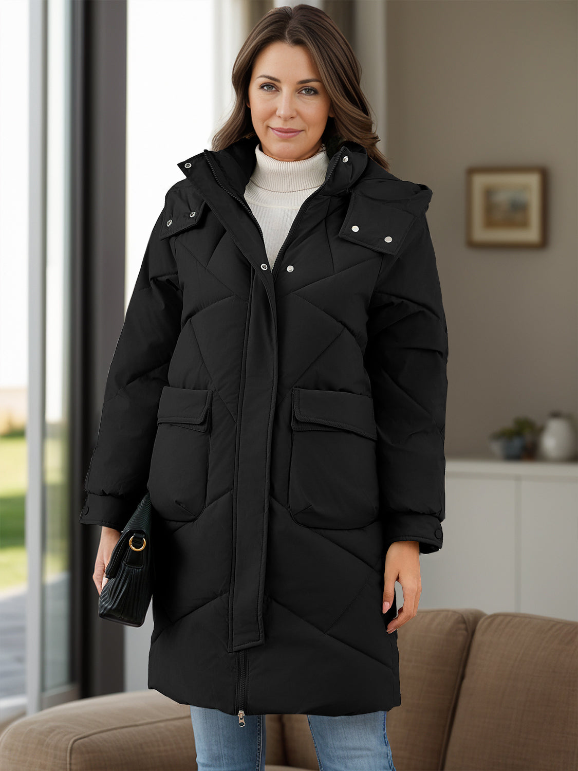 Avelina | Long-sleeved winter coat with hood and pockets