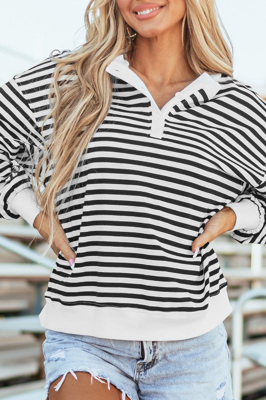 Mia | Striped oversized crew neck sweatshirt with color block design