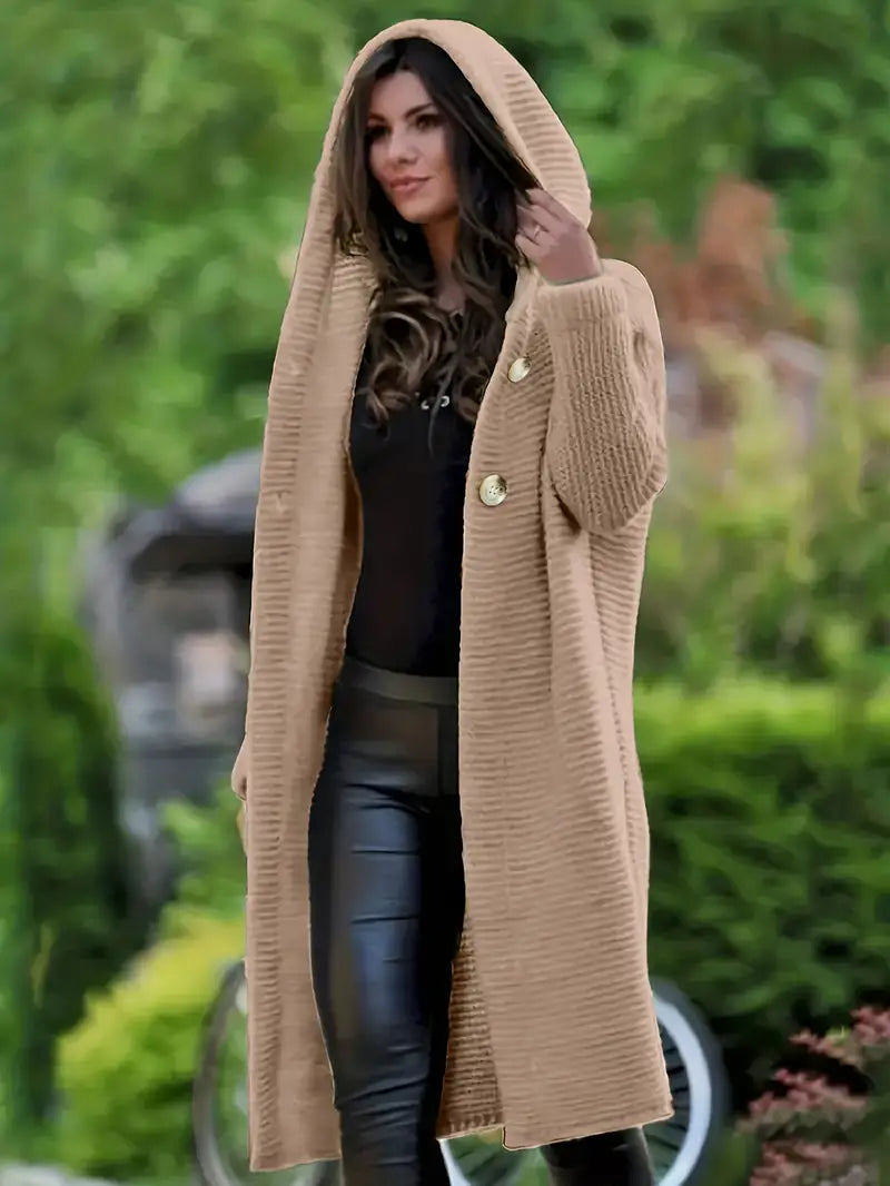 Cristina | Long knitted cardigan with hood