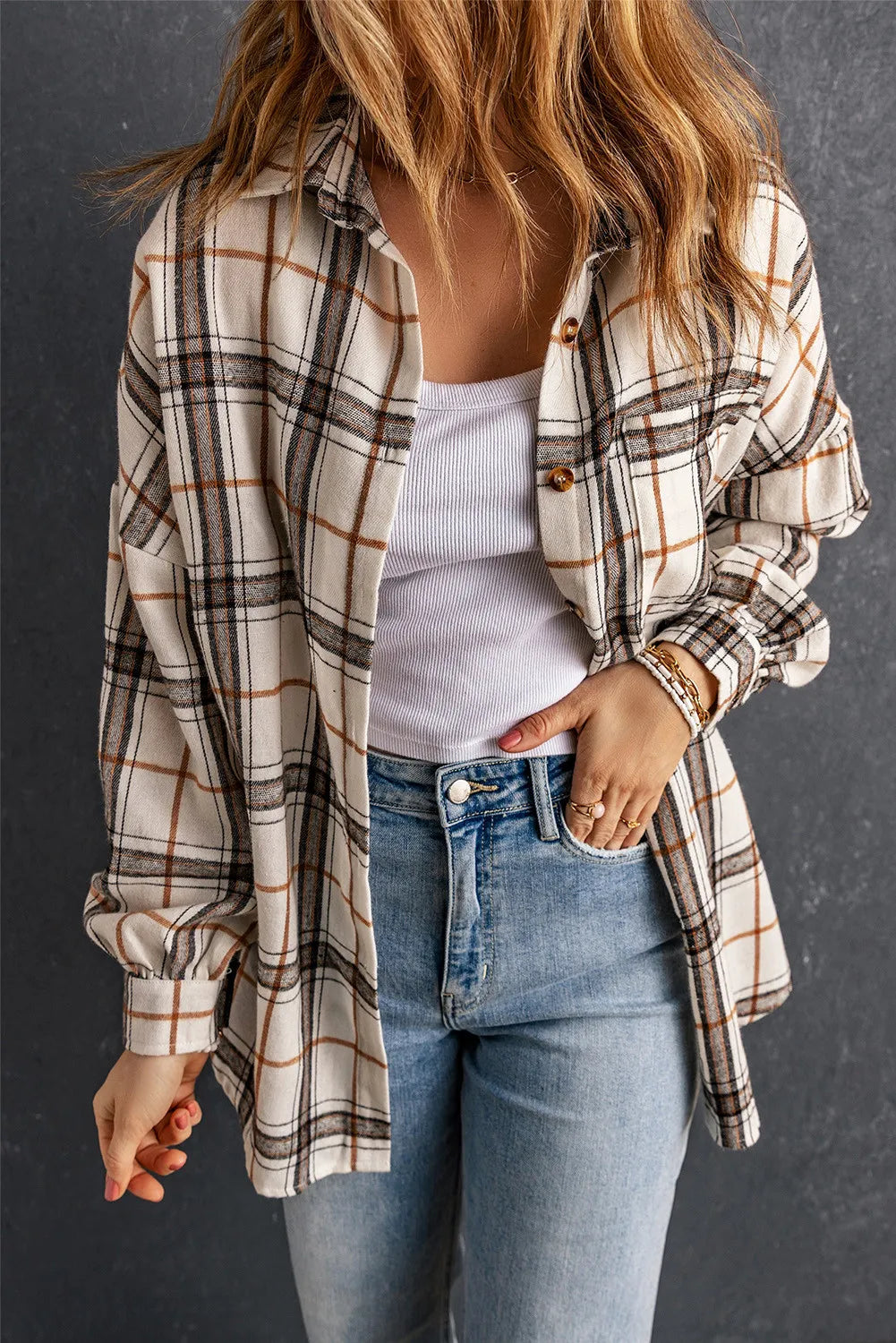 Gabriela | Checked high-low jacket with slit