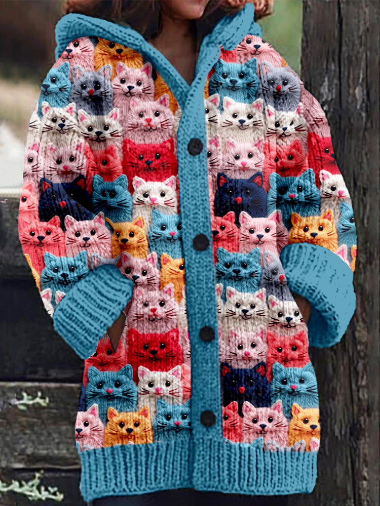 Leire | Warmly lined hoodie with a cat motif