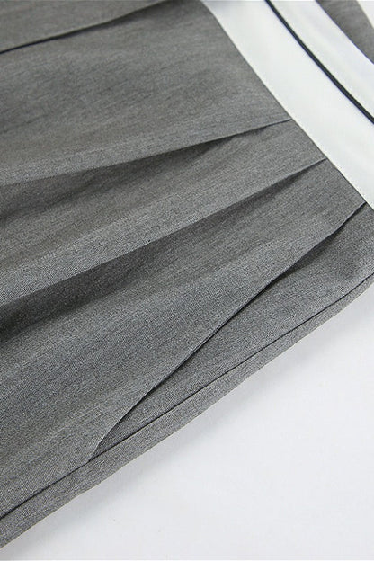 Contrast Color Grey Versatile Office Casual Pants