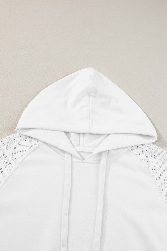 Viola | Women's hoodie with lace patchwork sleeves and drawstring
