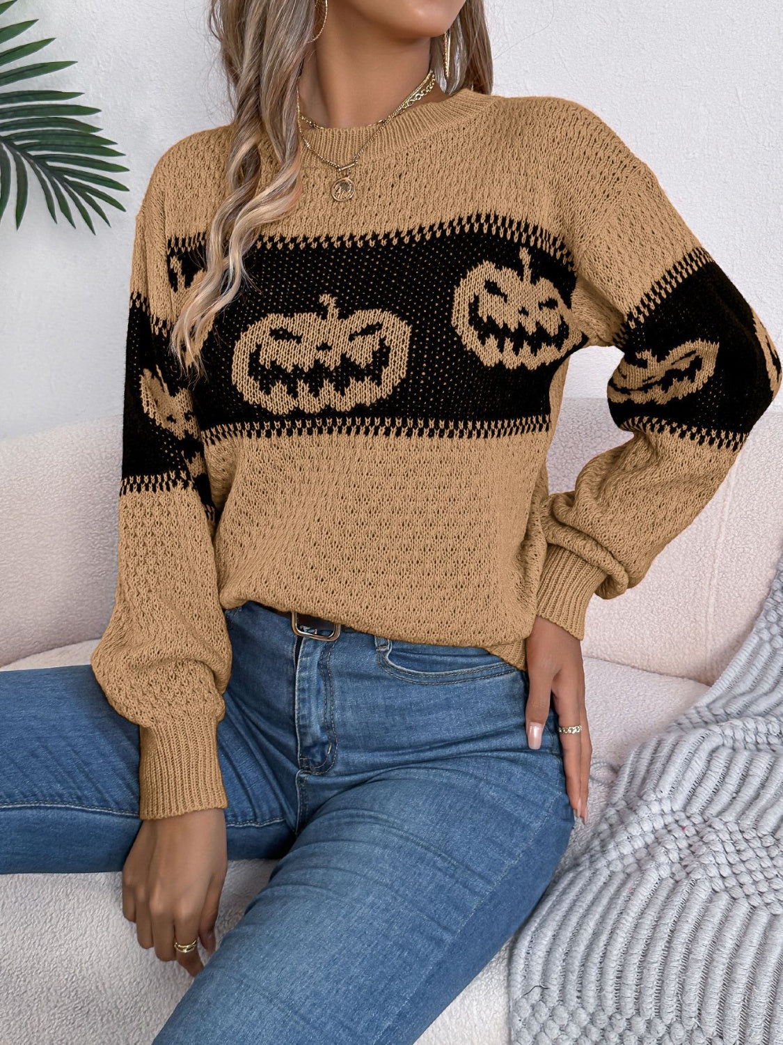 Elsa | Pumpkin long sleeve crew neck sweater