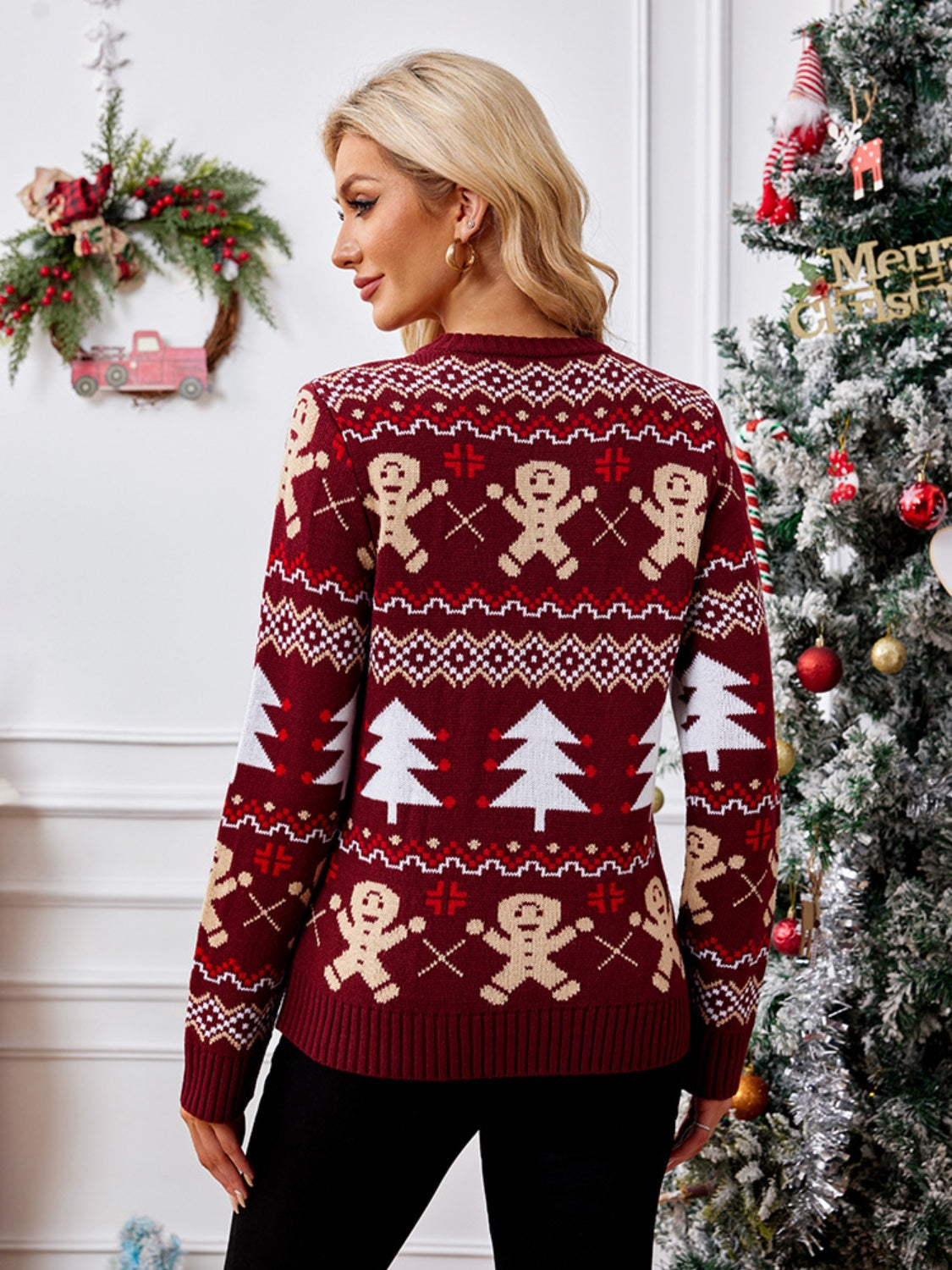 Sabina | Gingerbread long sleeve crew neck sweater