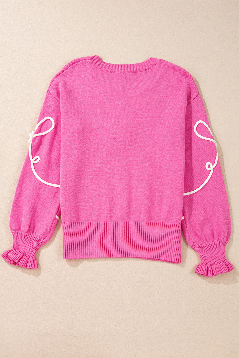 Maria José | Round neck sweater with dropped shoulder and bow