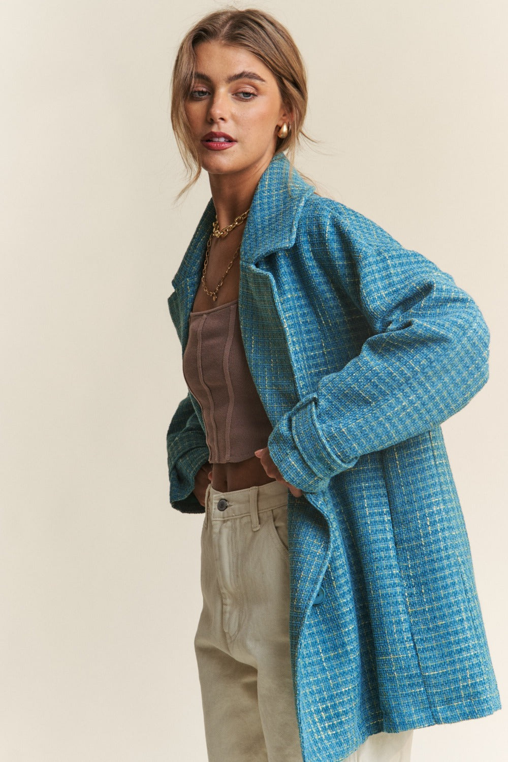 Gabriele | Double-breasted tweed coat with long sleeves