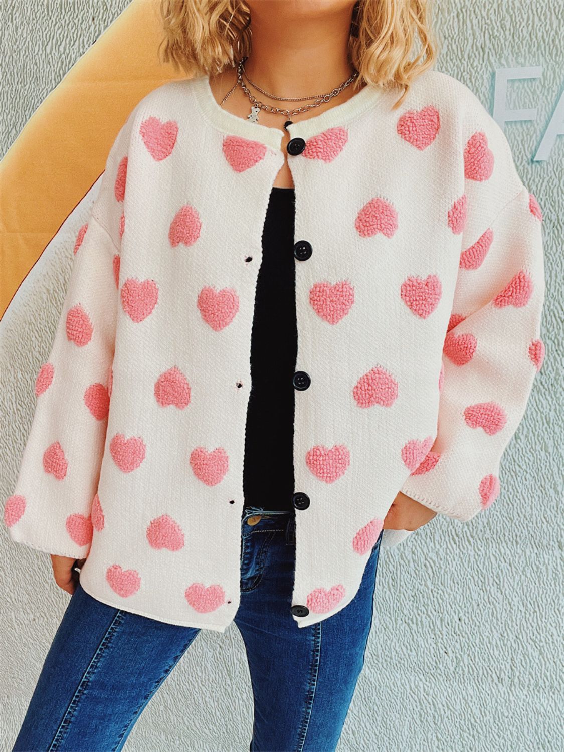 Melanie | Long-sleeved cardigan with heart buttons