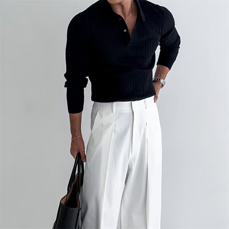 Douglas | Men's Slim Fit Long Sleeve Polo Shirt