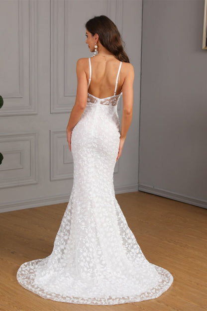 Sleeveless Train Bodycon Formal Dress