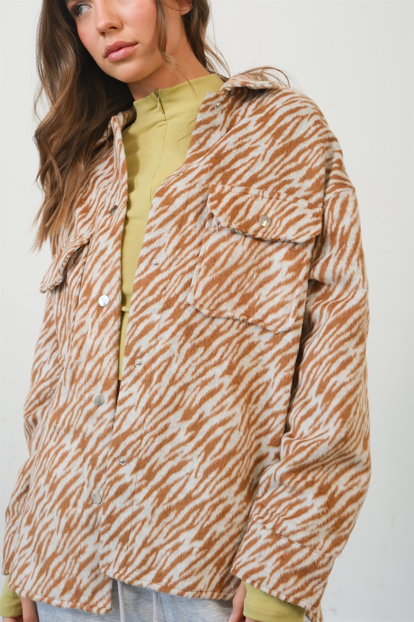 Mariola | Long-sleeved shirt with zebra pattern and press studs