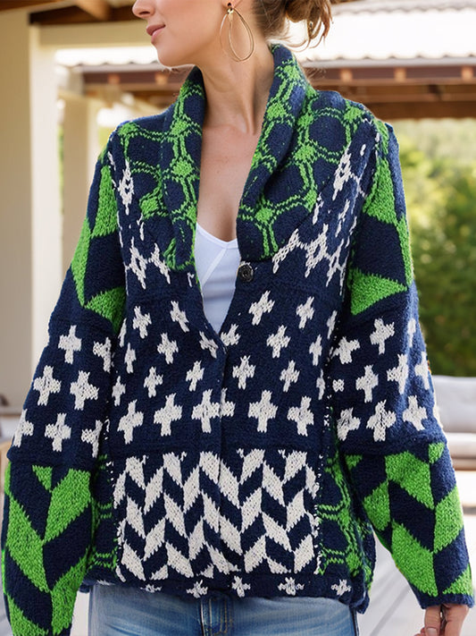 Manuela | Long sleeve cardigan with buttons and cross graphic