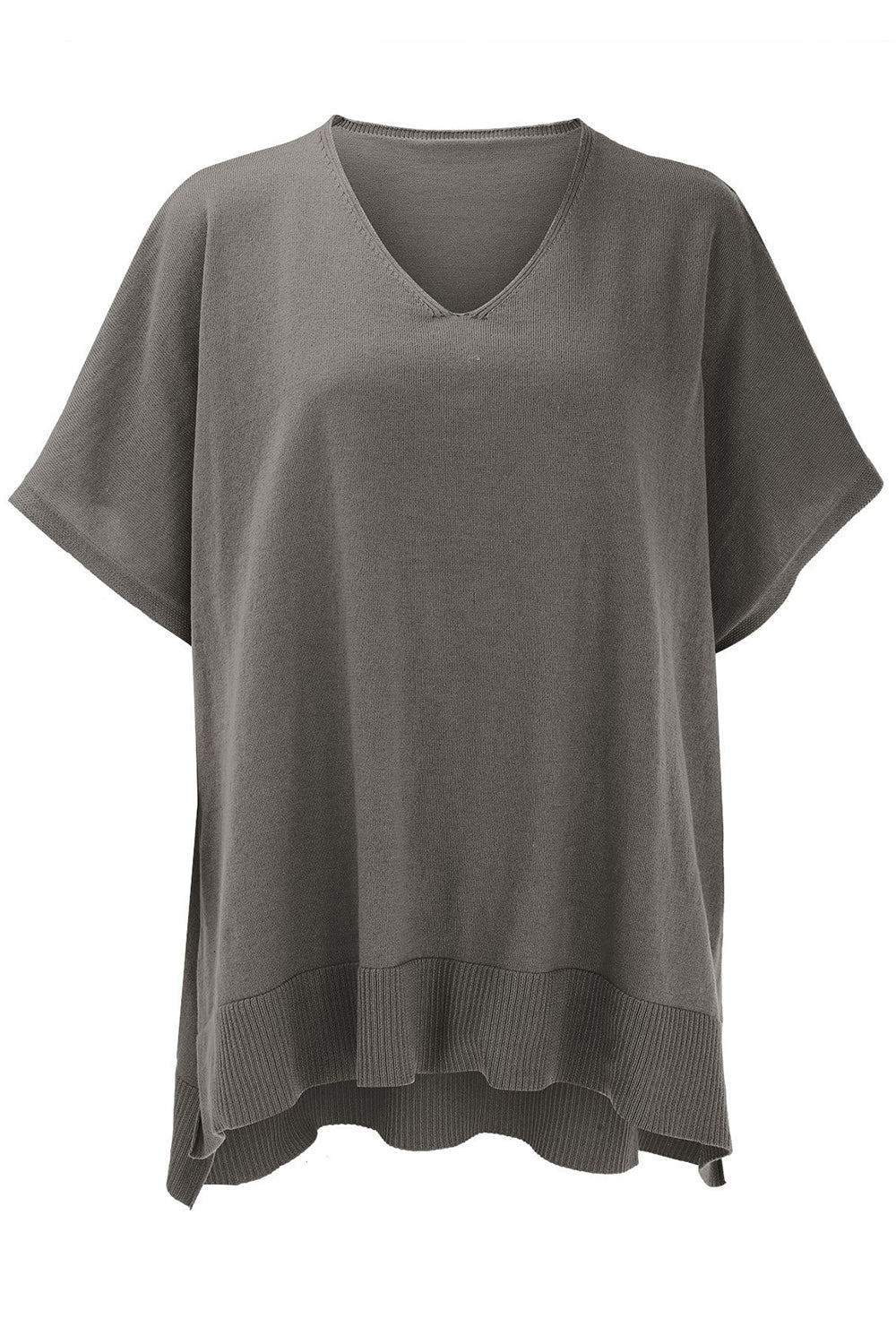 Erika | Slit knit top with V-neck and half sleeves