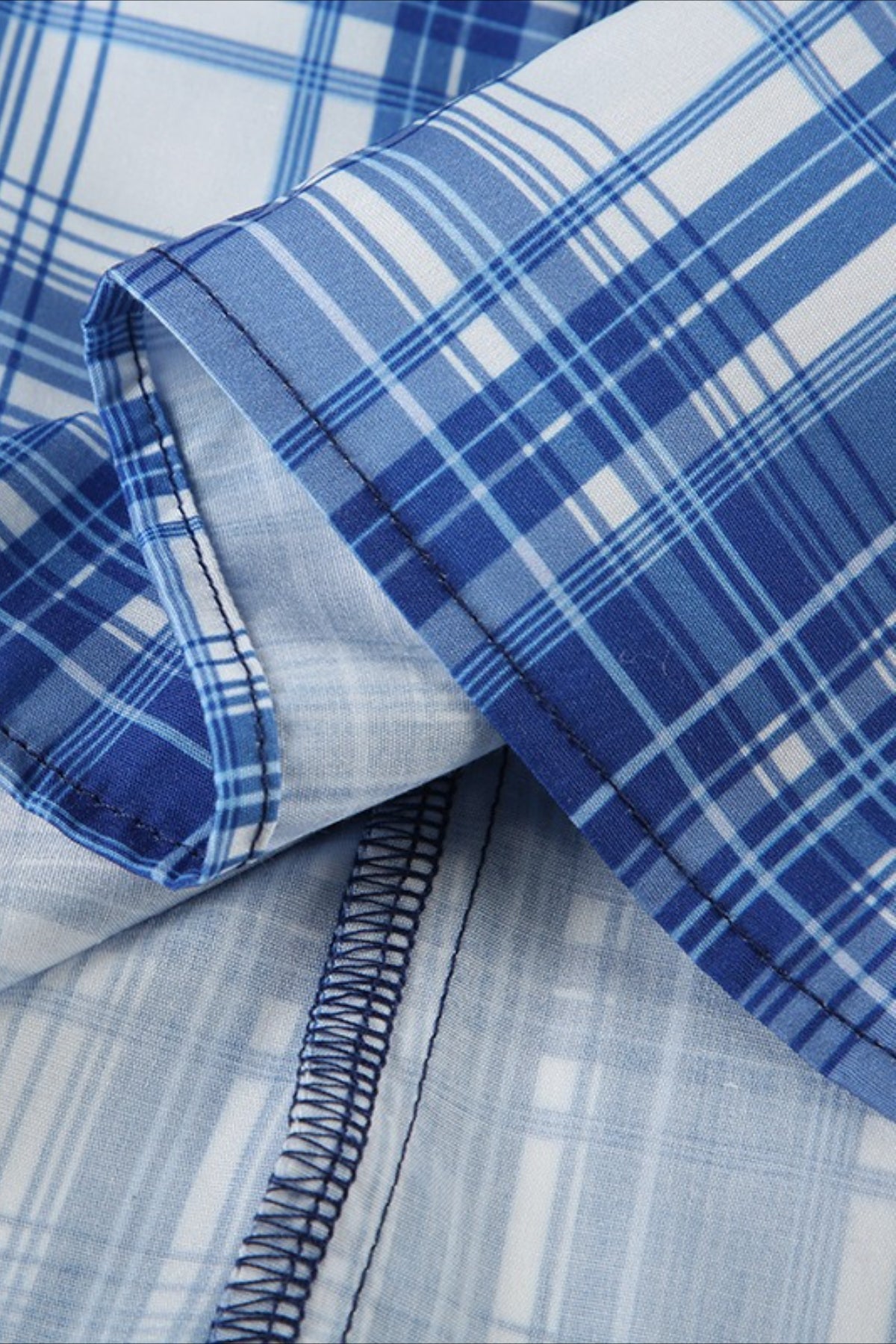 British Plaid Ruffled V Neck Puff Sleeve Blouse