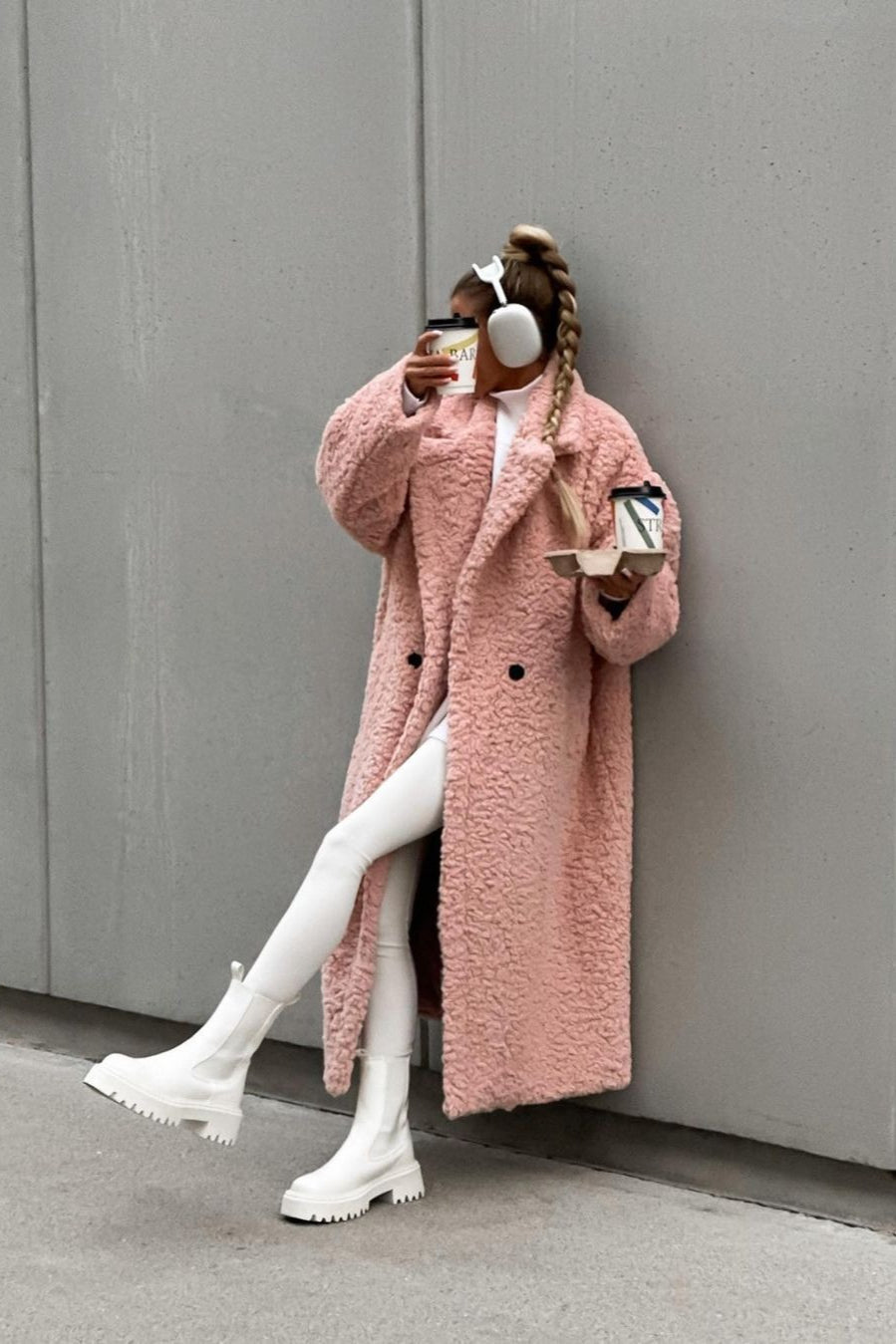 Elegant Office Lapel Plush Long Sleeve Coat