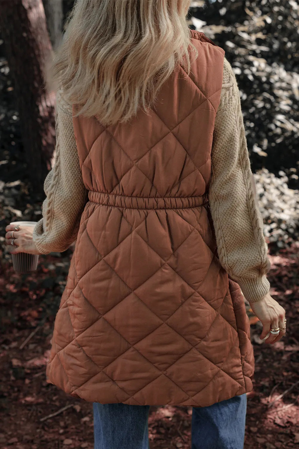 Silvia | Vest coat with zipper and buttons and pockets