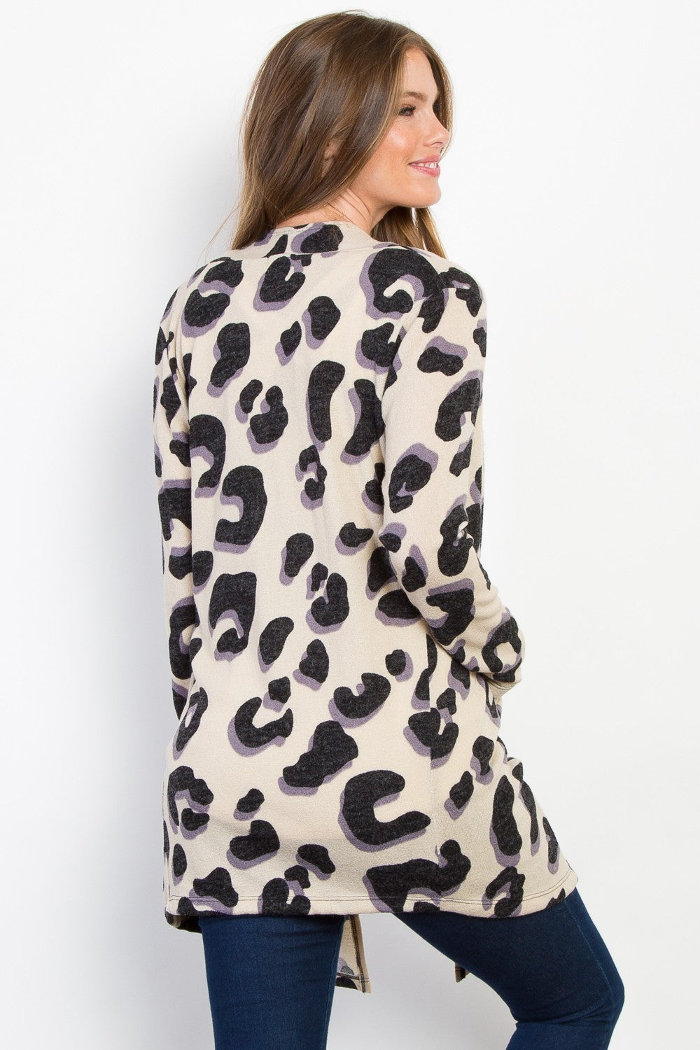 Carmen | Be Stage printed open front knit cardigan with pockets