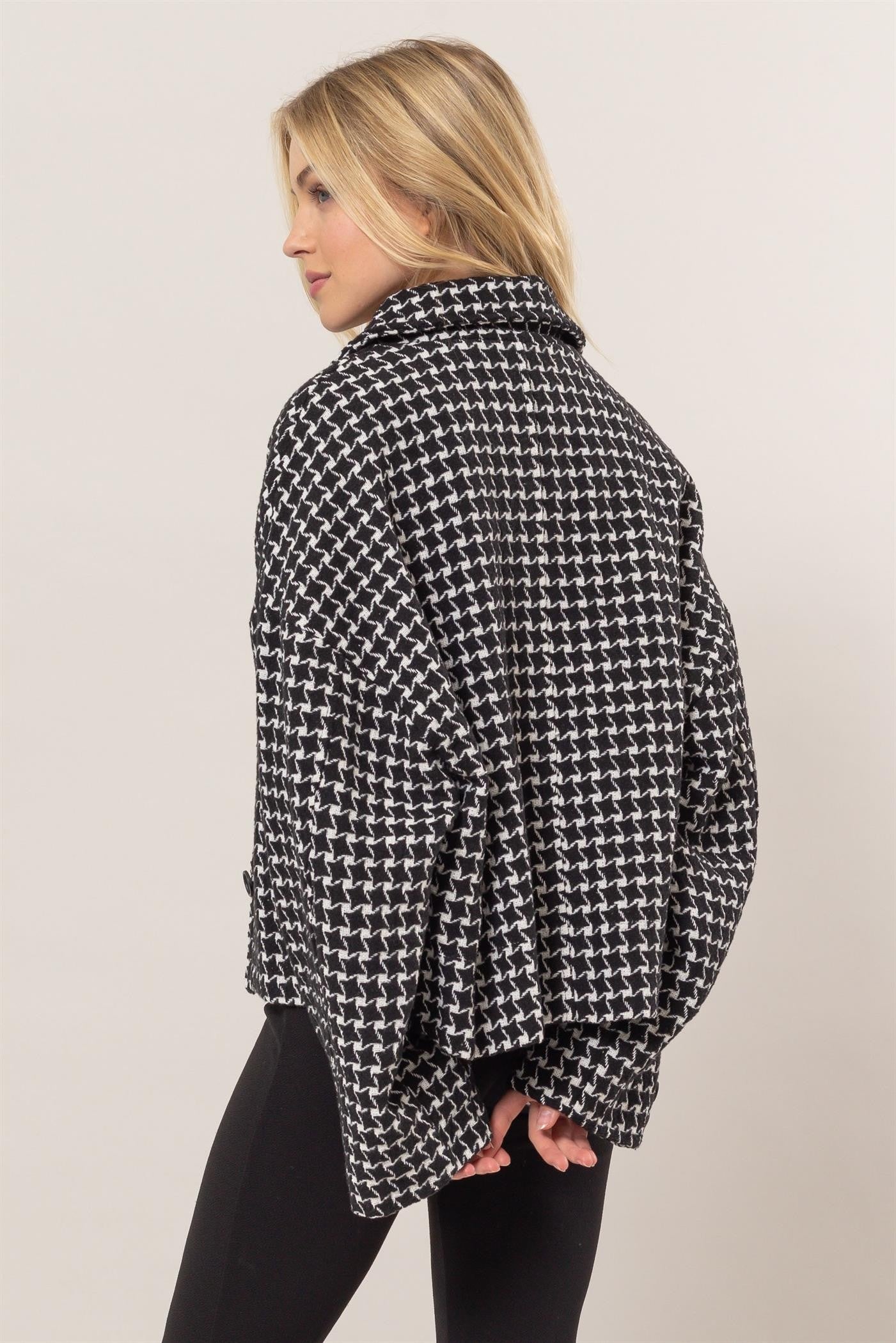 Irene | Check tweed jacket with button placket and collar