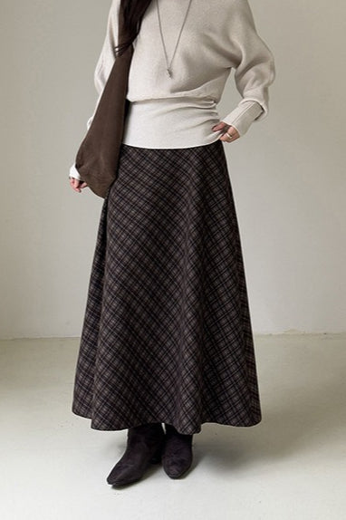 Retro Plaid High-Waist Skirt