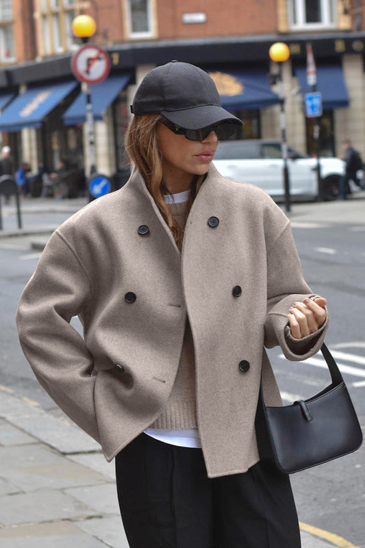 Brown Double-Breasted Blazer Coat
